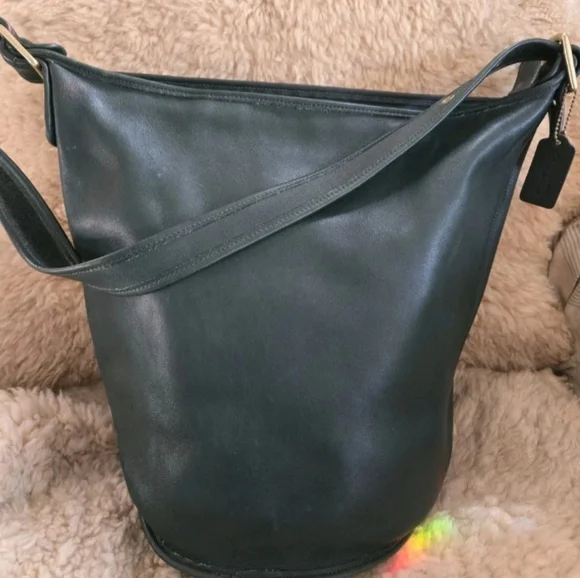 Coach Vintage Duffle Sac 9085 Forest Green Leather XL Feed Shoulder Bag 1994 USA - Picture 2 of 14